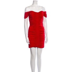 Nicole Miller Ruched Off-the-Shoulder Red Bodycon Mini Dress NWT
